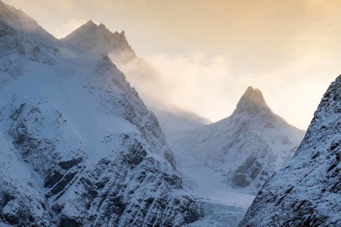 Rugged mountain peaks