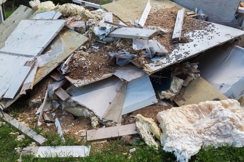 Pile of discarded pieces of plywood