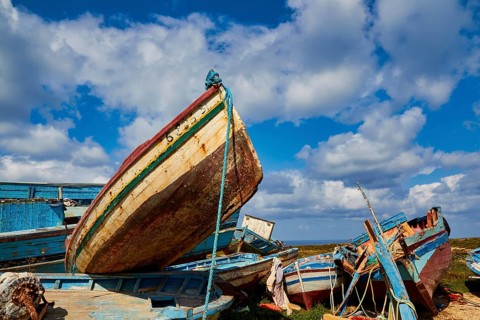 Boat reaching into the sky