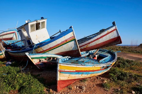 Several boats above and next to each other