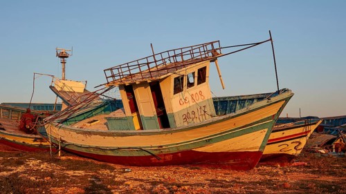 Larger cabin boat from the side