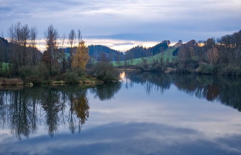 Retention basin or reservoir in Spindelwag near Rot an der Rot