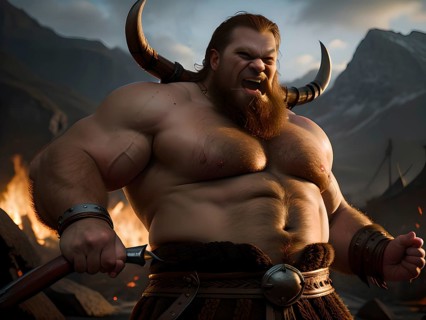AI Generated Art: Mighty Viking in Battle Mode
