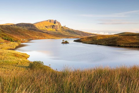 View of rock needle Old Man of Storr