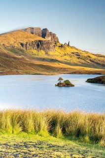 View of rock needle Old Man of Storr