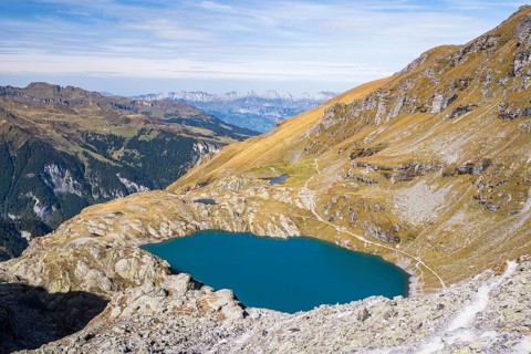 Schottensee during the 5 Lakes Hike on the Pizol