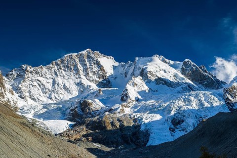 Glaciated peaks of Piz Bernina and Piz Scerscen