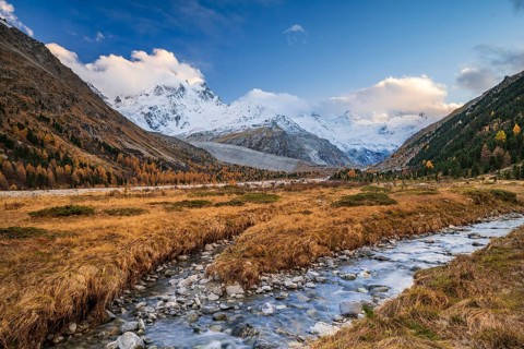Autumn landscape in Val Roseg