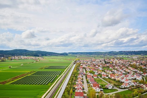 Aerial view of the area around Neumarkt in der Oberpfalz