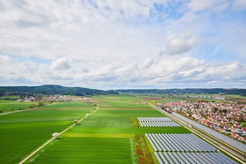 Aerial view of the area around Neumarkt in der Oberpfalz
