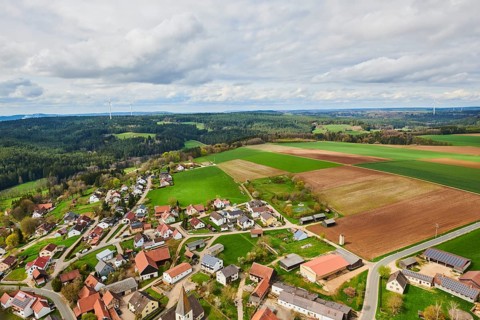 Aerial view of the area around Neumarkt in der Oberpfalz