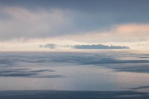 Foggy atmosphere over Lake Constance on an autumn morning