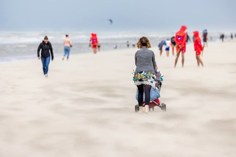 Sand kicked up during storm on the North Sea coast in De Panne