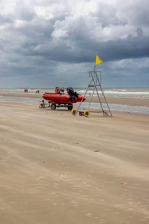 Sand kicked up during storm on the North Sea coast in De Panne