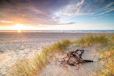 Sunset in the dunes at the North Sea