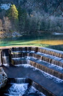 Landscape with waterfall in the Allgäu in autumn. The Lech Falls