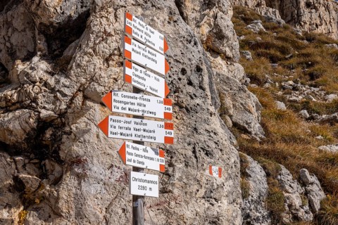 Main signpost at the Christomannos Monument
