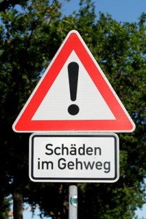 Road sign danger spot