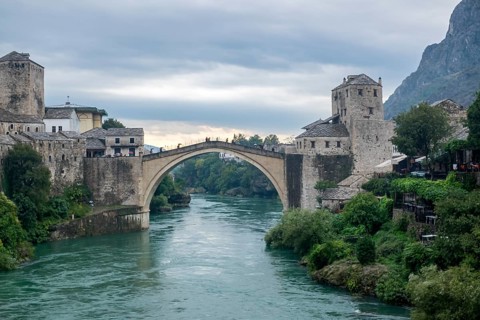 Historic Old Town of Mostar on the Neretva River