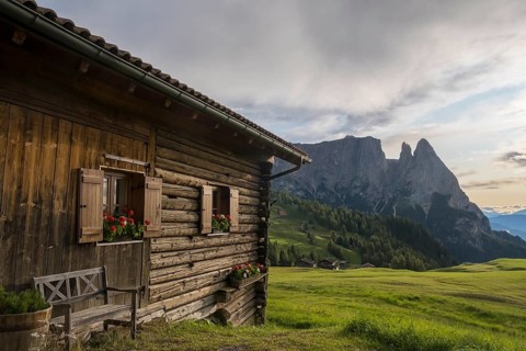 Alpine hut on the Alpe di Siusi