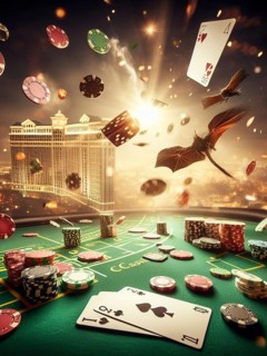 Casino scene on a gaming table