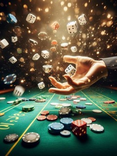 Casino scene on a gaming table