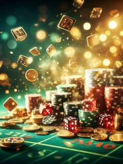 Casino scene on a gaming table