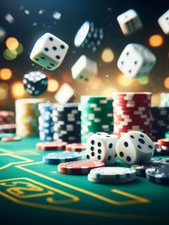 Casino scene on a gaming table