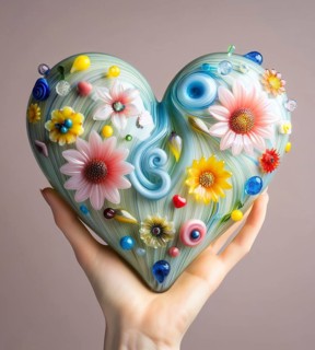 A heart made of blown glass art illustration generative ai art