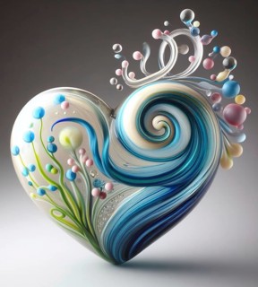 A heart made of blown glass art illustration generative ai art