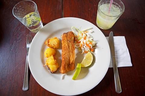 Grilled Tambaqui or Black Pacu or Millstone Tetra with Portuguese Potato