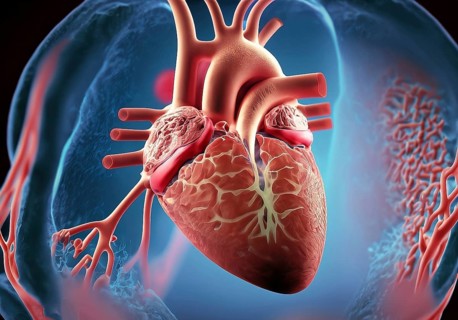AI generated human heart blood vessel medical and science image
