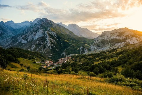 Village and mountains