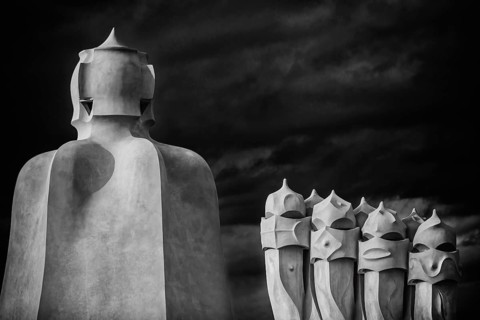 Sculptures on the roof of Casa Mila