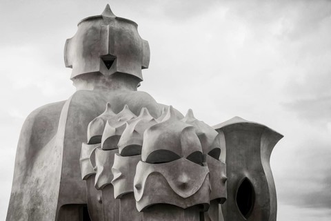 Sculptures on the roof of Casa Mila