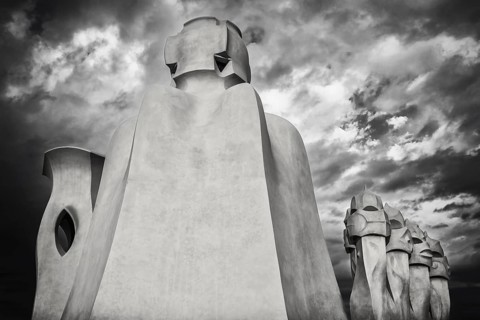 Sculptures on the roof of Casa Mila