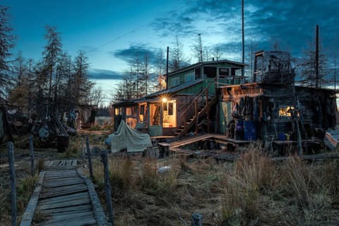 Hunter's hut at dusk