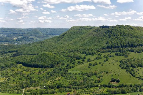 View of the foothills of the Swabian Alb with Mount Breitenstein
