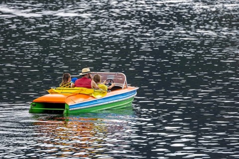 Pedal boat underway on Lake Titisee in the Black Forest