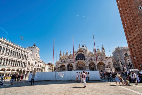 Aerobatic Squadron Frecce Tricolori over St. Mark's Basilica