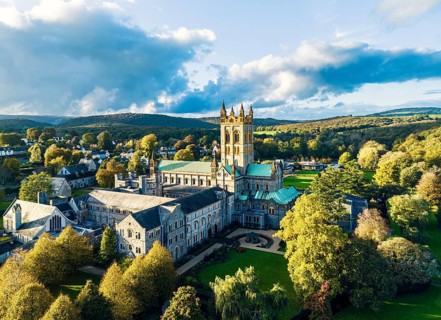 Buckfast Abbey from a drone