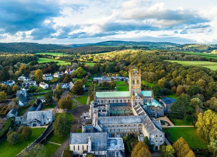 Buckfast Abbey and Gardens from a drone