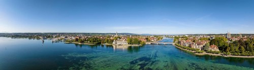 Aerial panorama of Lake Constance and the Seerhein