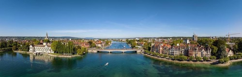 Aerial panorama of Lake Constance and the Seerhein