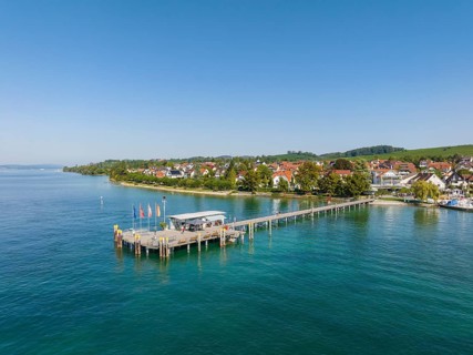 Aerial view of the Lake Constance municipality of Hagnau with the jetty
