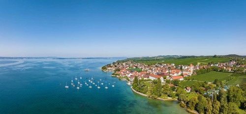 Aerial panorama of the Lake Constance municipality of Hagnau