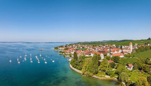Aerial panorama of the Lake Constance municipality of Hagnau