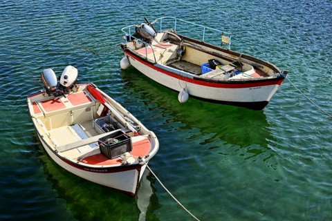 Two boats with outboard motors