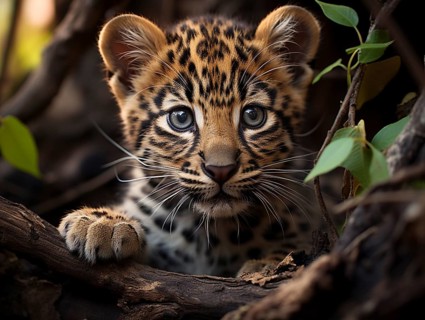 Two leopards puppies