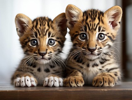 Two leopards puppies
